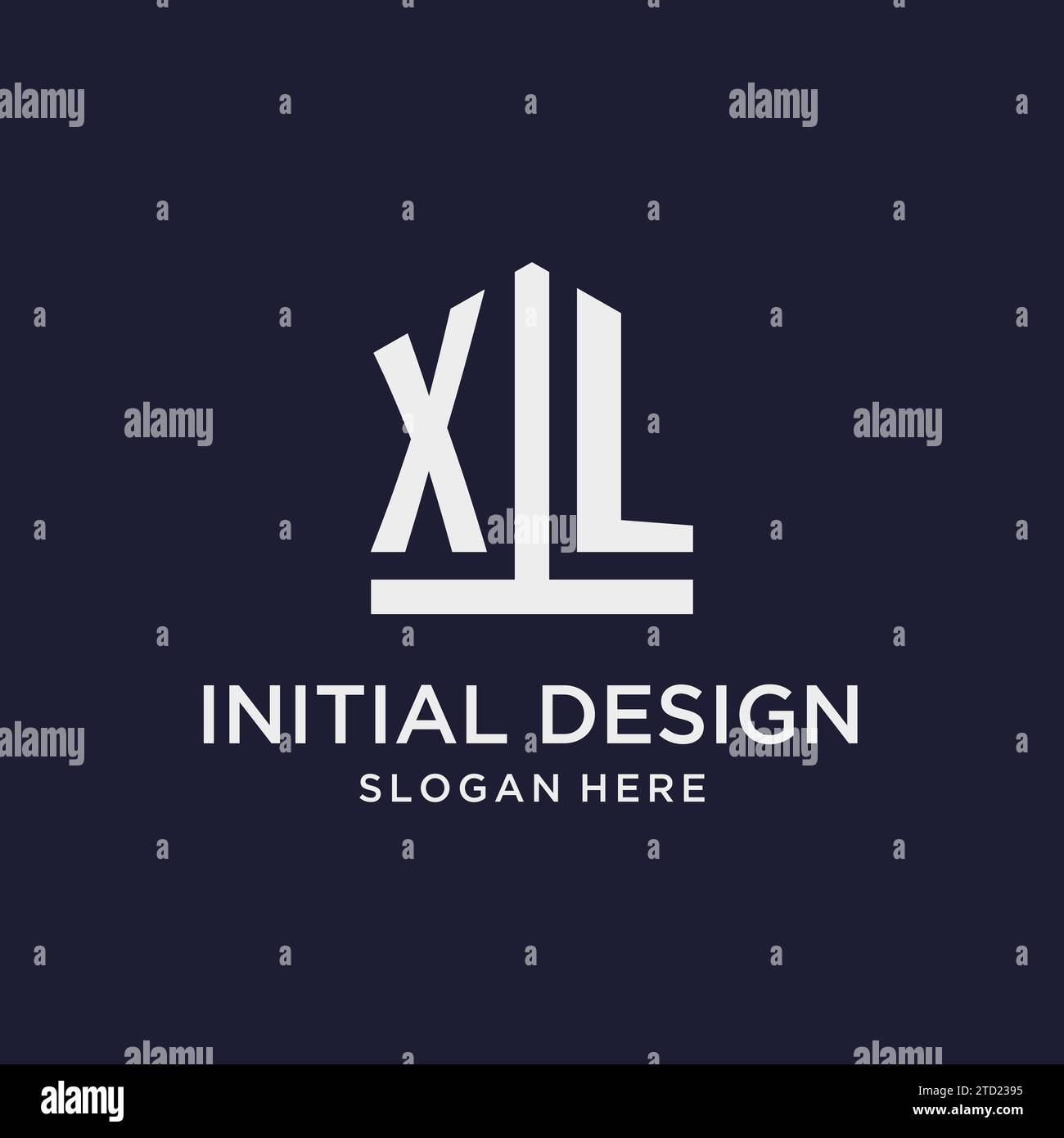Conception initiale de logo de monogramme XL avec des idées de conception de style de forme de pentagone Illustration de Vecteur