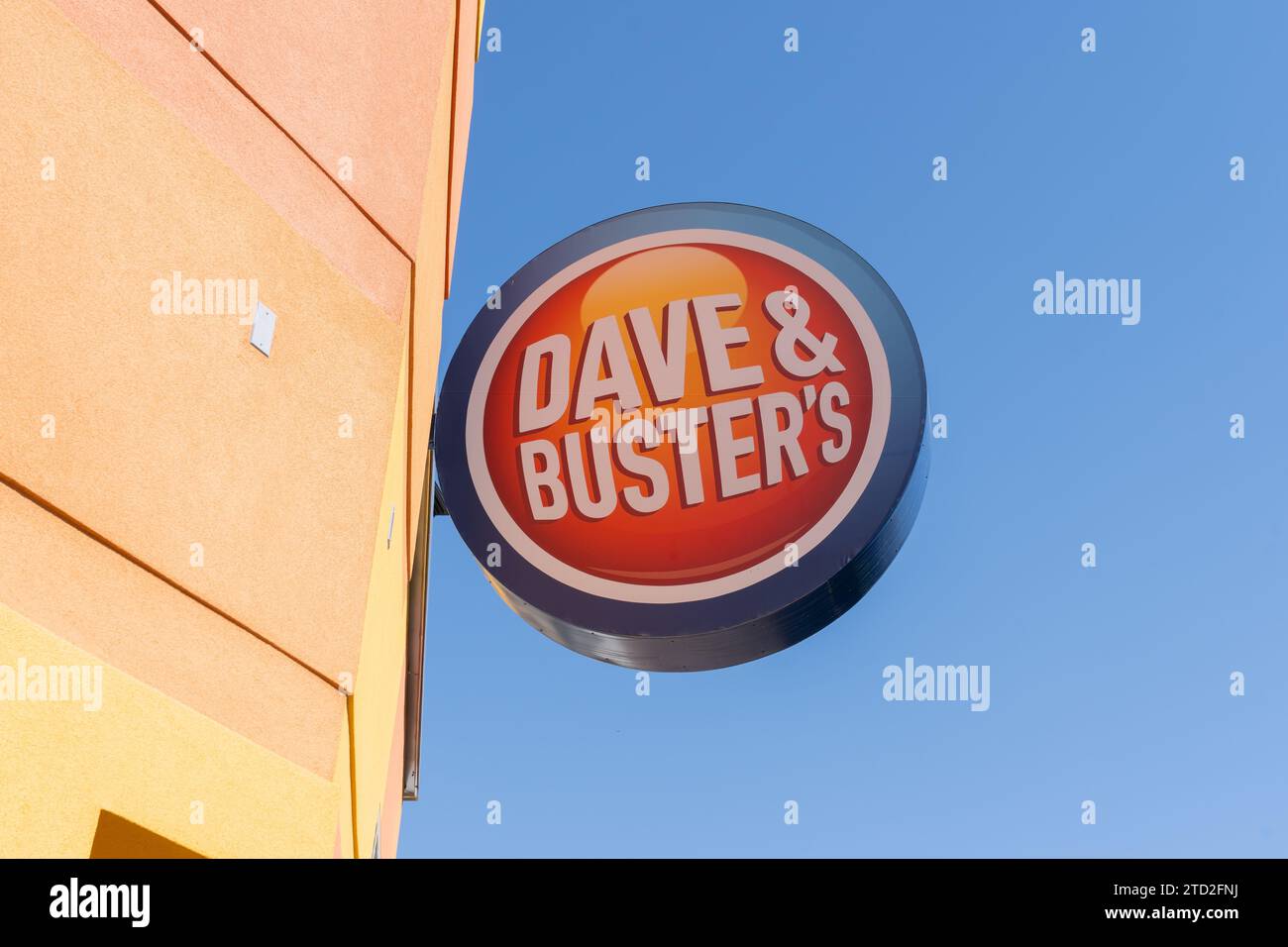 Logo de Dave et Buster sur le bâtiment de Salt Lake City, Utah, États-Unis Banque D'Images
