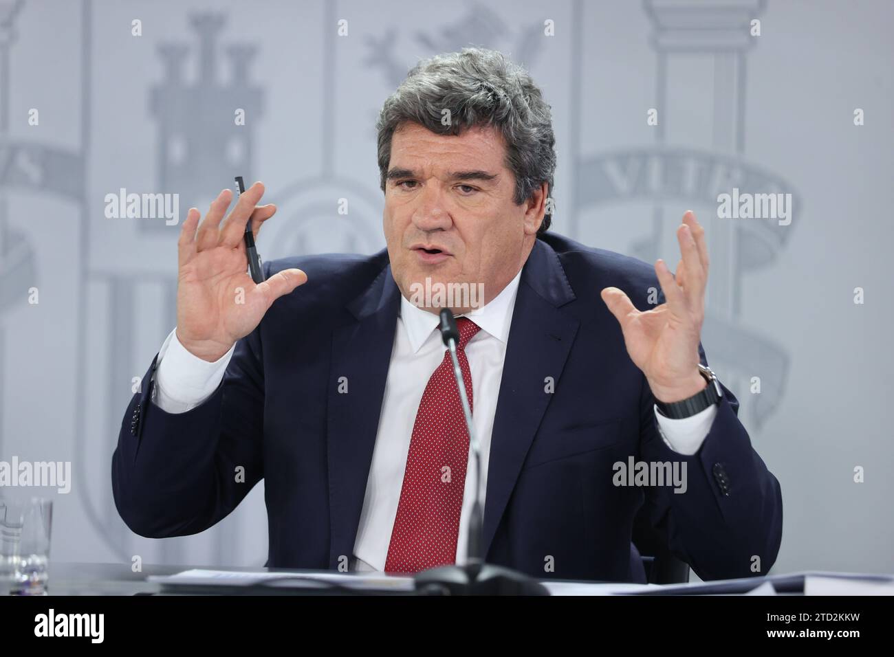 Madrid, 03/28/2023. Palais de Moncloa. Conférence de presse après la réunion du Conseil des ministres avec la vice-présidente Nadia Calviño et les ministres Isabel Rodríguez et José Luis Escrivá. Photo : Jaime García. ARCHDC. Crédit : Album / Archivo ABC / Jaime García Banque D'Images