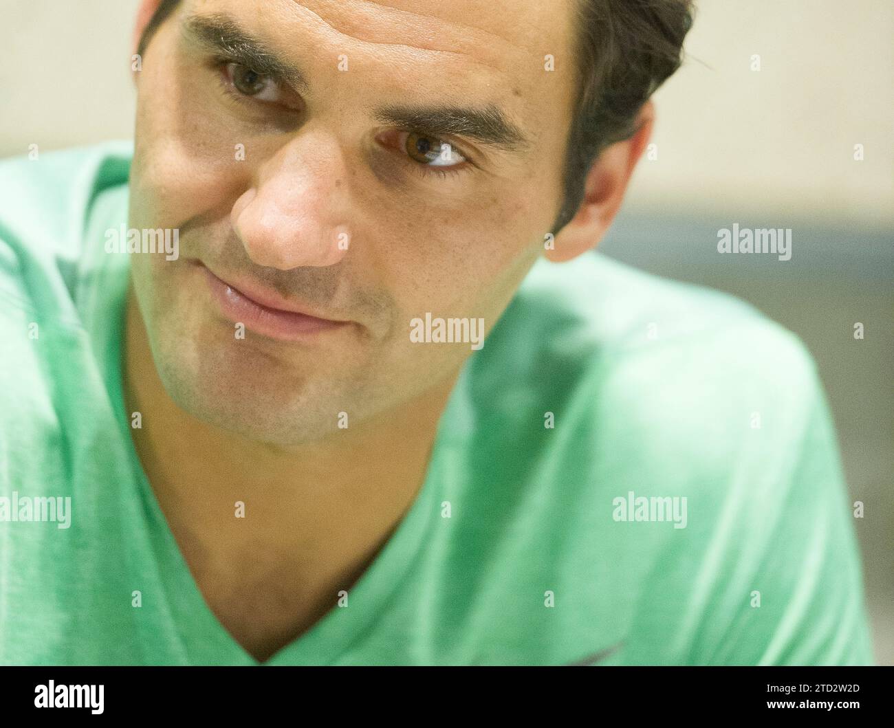 Madrid, 05/04/2015. Tennis muta Madrid Open. Entretien avec Roger Federer. Photo : de San Bernardo Archdc. Crédit : Album / Archivo ABC / Eduardo San Bernardo Banque D'Images