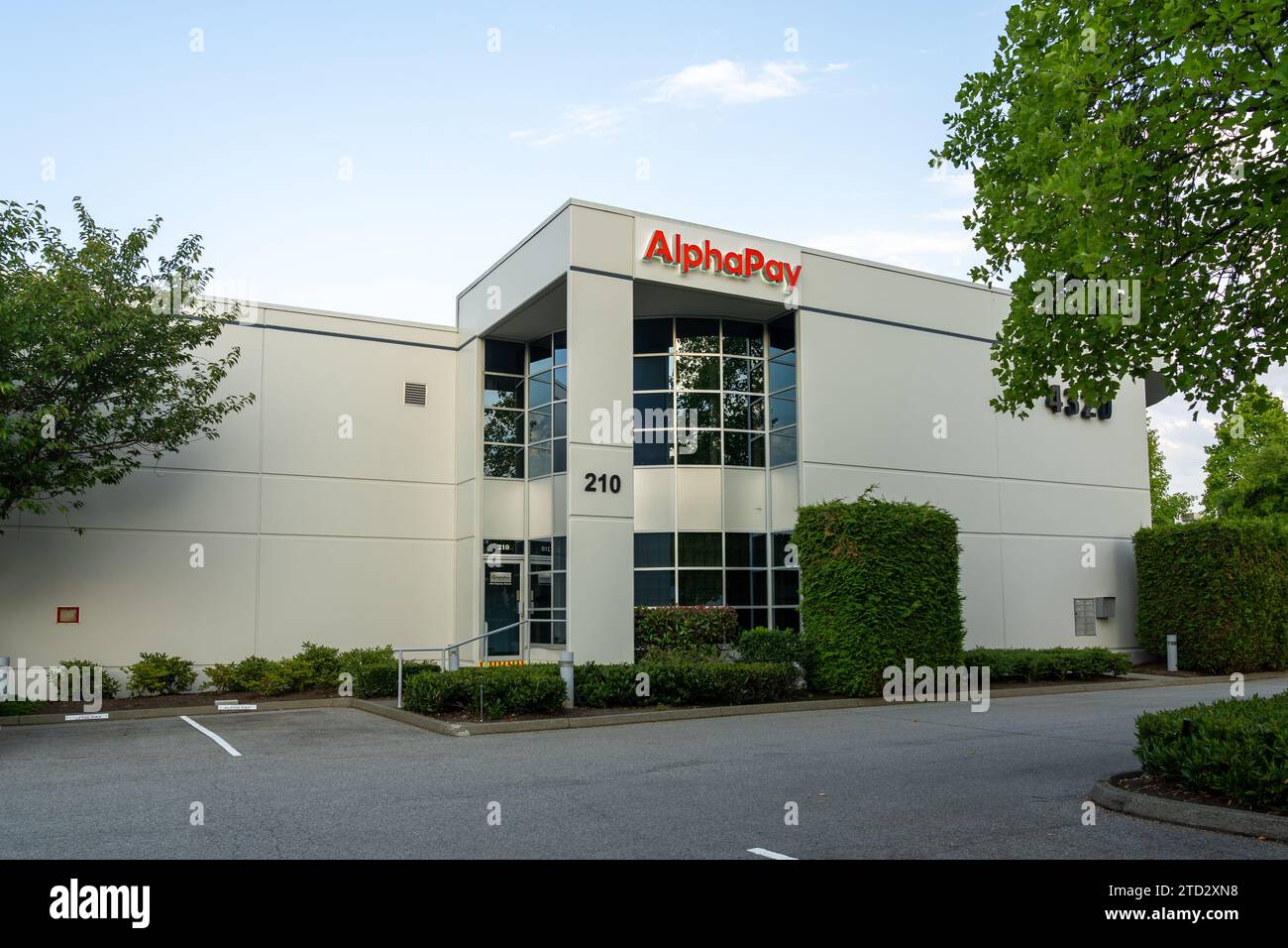 Alphapay siège social au 4320 Viking Way, Richmond, BC, Canada, le 7 juillet, 2023. Banque D'Images