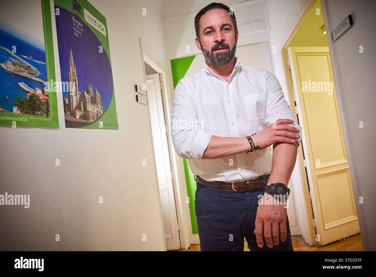 Madrid, 12/04/2018. Entretien avec Santiago Abascal, président de VOX au siège du parti. Photo : Guillermo Navarro ARCHDC. Crédit : Album / Archivo ABC / Guillermo Navarro Banque D'Images Madrid, 12/04/2018. Entretien avec Santiago Abascal, président de VOX au siège du parti. Photo : Guillermo Navarro ARCHDC. Crédit : Album / Archivo ABC / Guillermo Navarro Banque D'Images