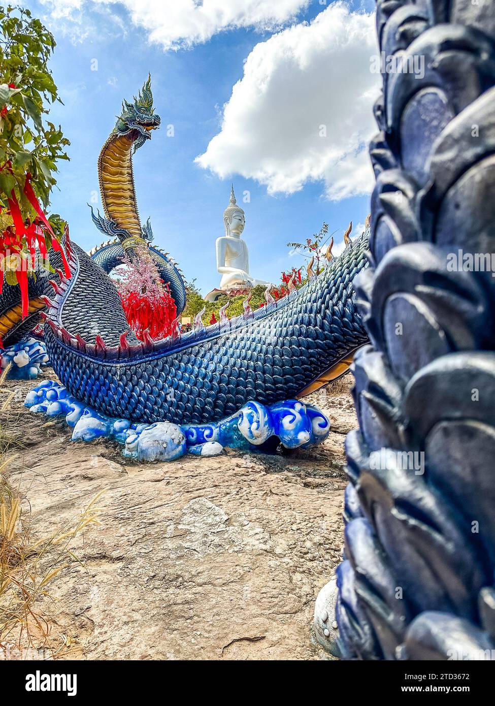 Wat Roi Phra Phutthabat Phu Manorom, Mukdahan, Thaïlande Banque D'Images