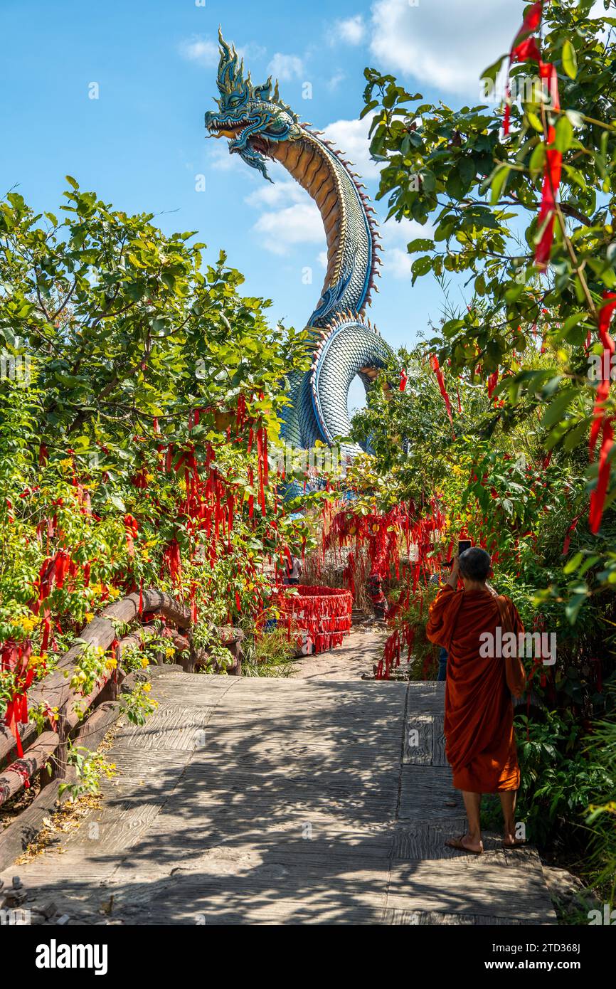 Wat Roi Phra Phutthabat Phu Manorom, Mukdahan, Thaïlande Banque D'Images