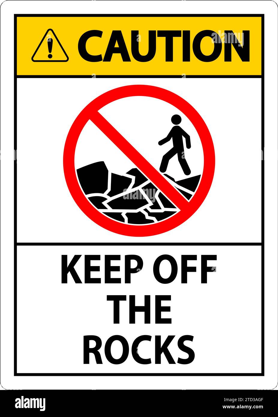 Panneau d'avertissement : ne pas utiliser les rochers Illustration de Vecteur