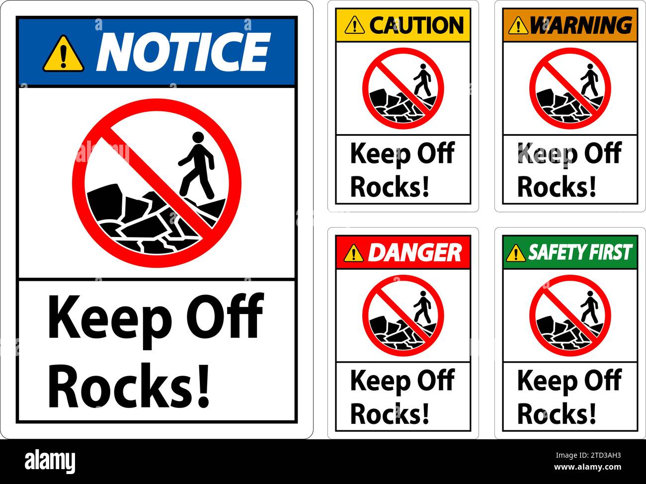 Panneau d'avertissement ne pas toucher aux rochers Illustration de Vecteur