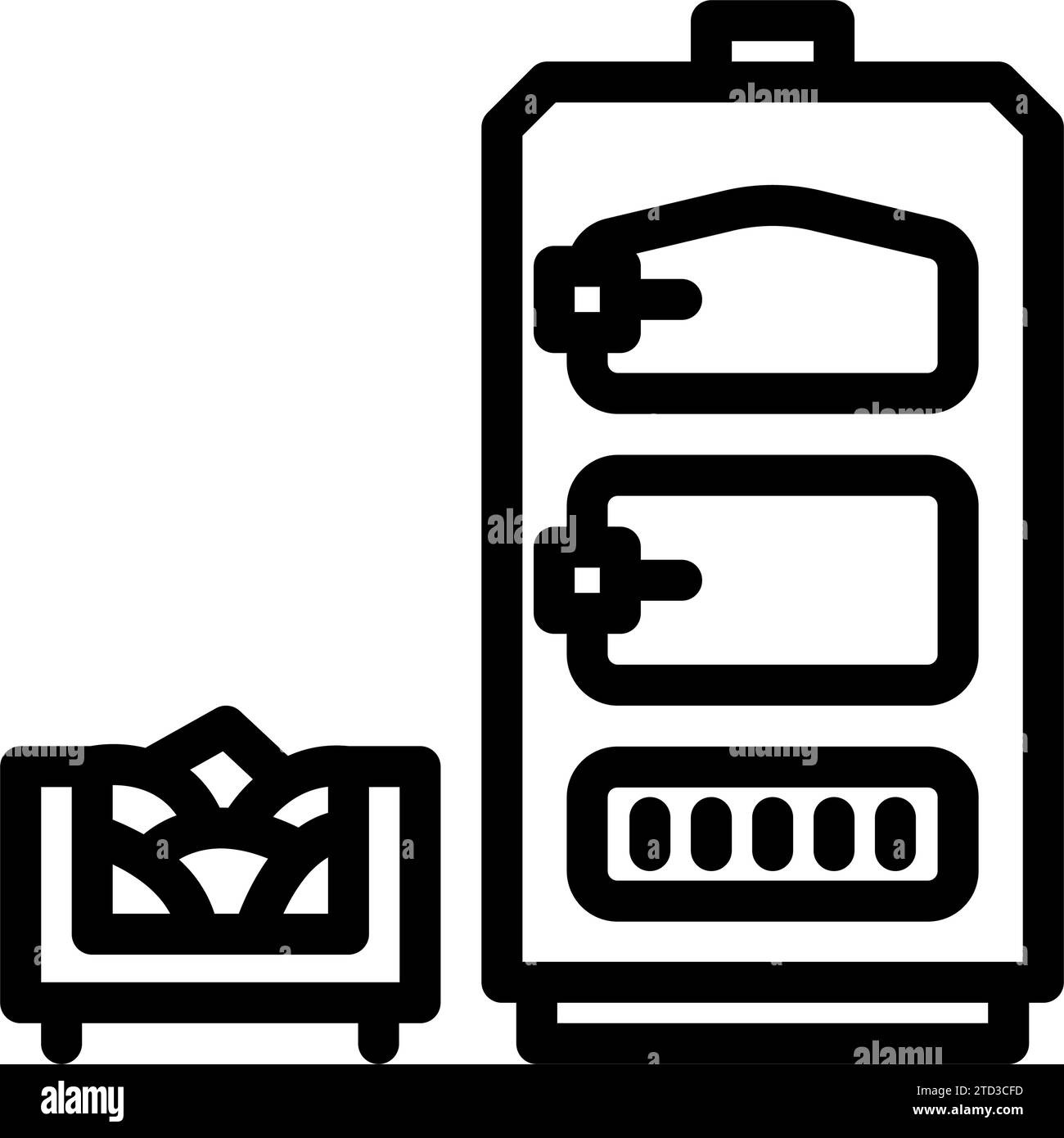 illustration vectorielle d'icône de ligne d'énergie de biomasse de chaudière Illustration de Vecteur