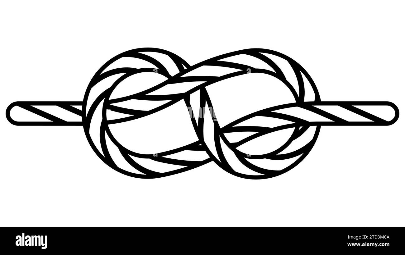 Nouer la corde de câble de fixation de noeud de mer, noeud de mer de tricot d'icône Illustration de Vecteur