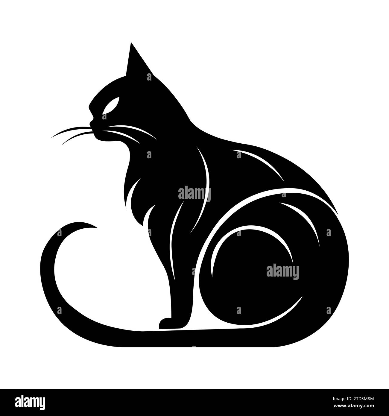 Icône noire de chat sur fond blanc Illustration de Vecteur