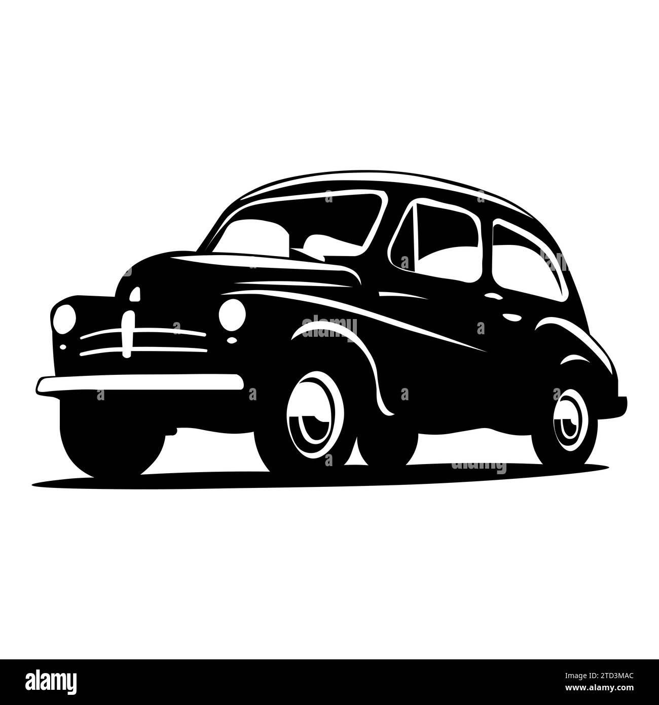 Illustration noire de voiture rétro sur fond blanc Illustration de Vecteur