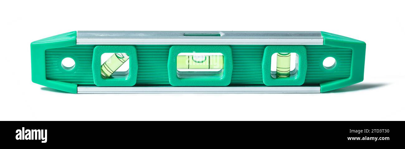 Niveau de construction vert isolé sur blanc Banque D'Images