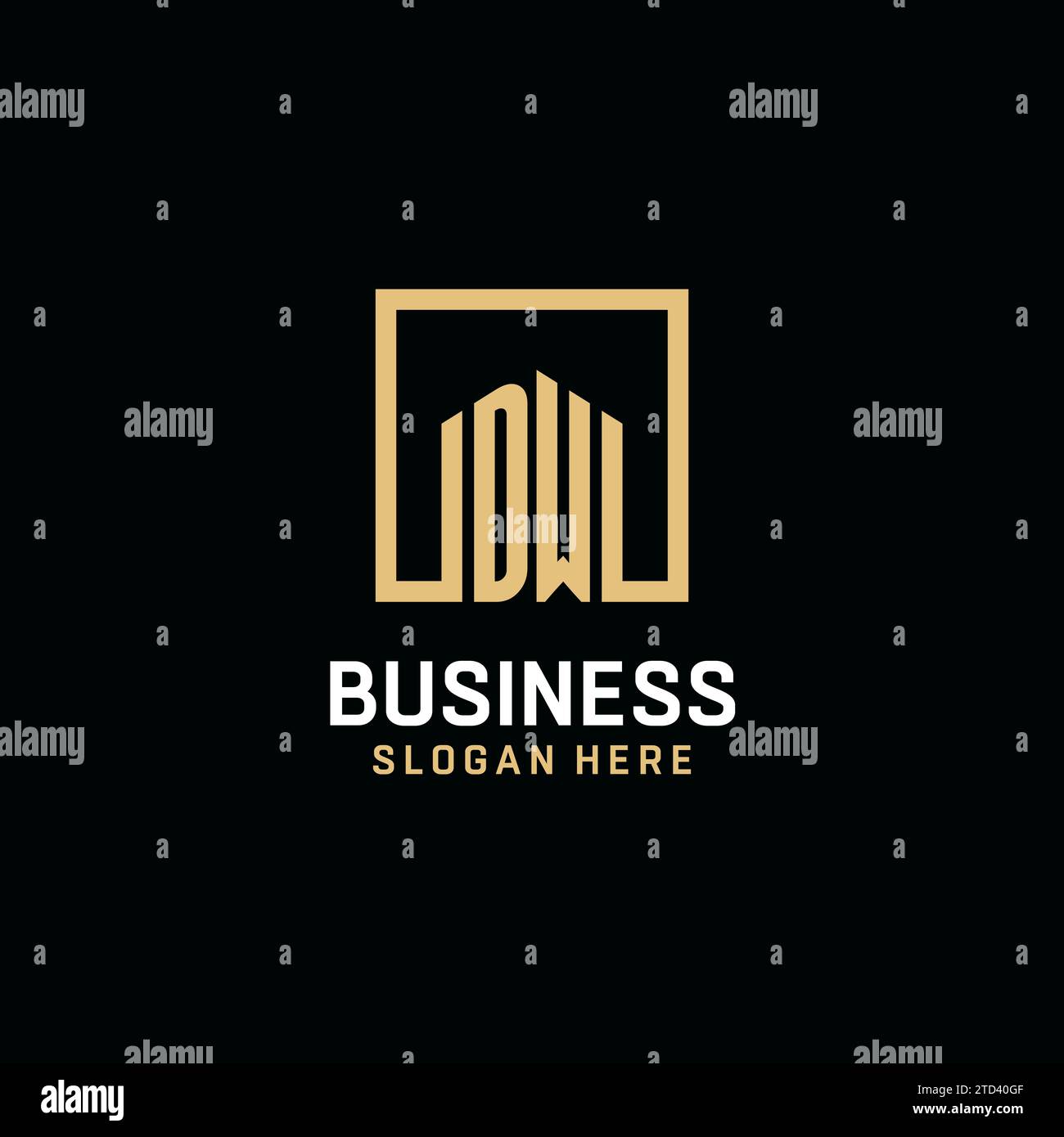 Logo monogramme initial DW avec inspiration de conception de forme carrée Illustration de Vecteur