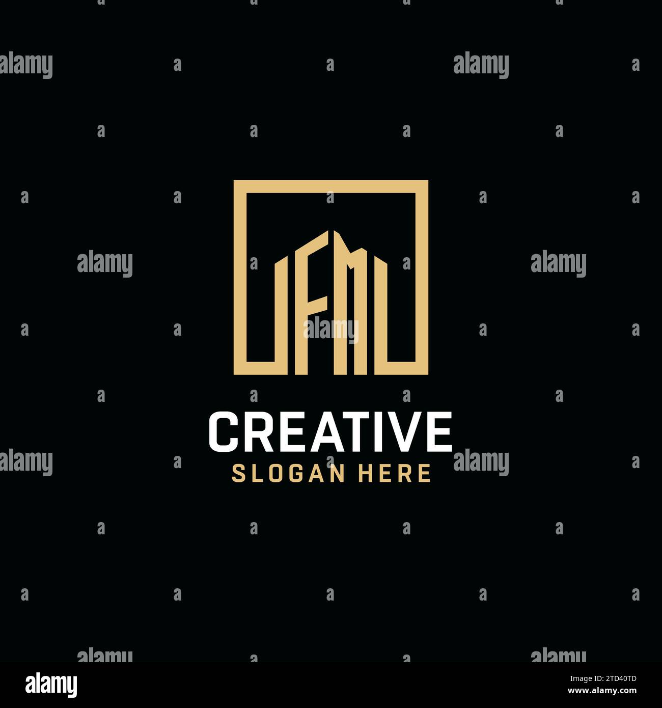 Logo FM initial monogramme avec inspiration de conception de forme carrée Illustration de Vecteur