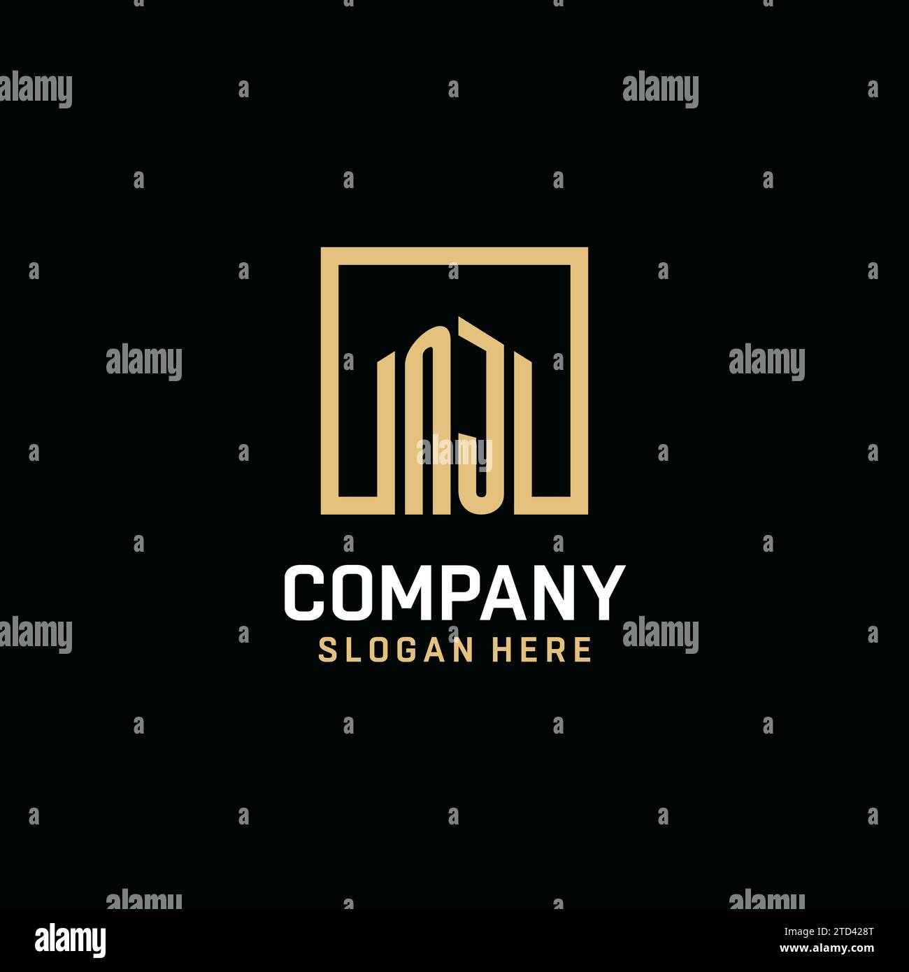 Logo monogramme initial de NJ avec inspiration de conception de forme carrée Illustration de Vecteur