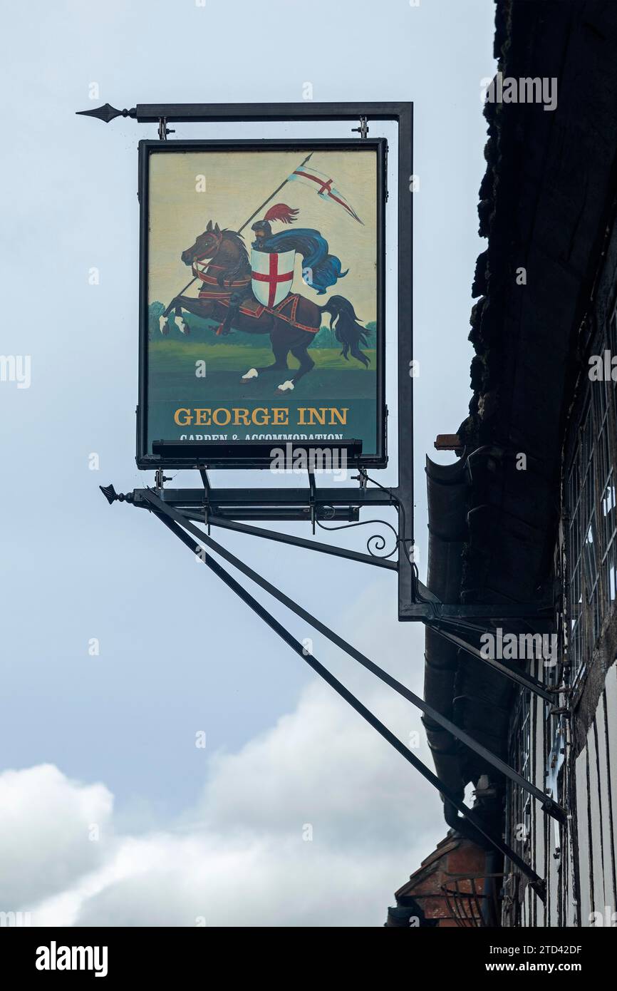 Pub Sign, George Inn, Alfriston, East Sussex, Angleterre, Royaume-Uni Banque D'Images