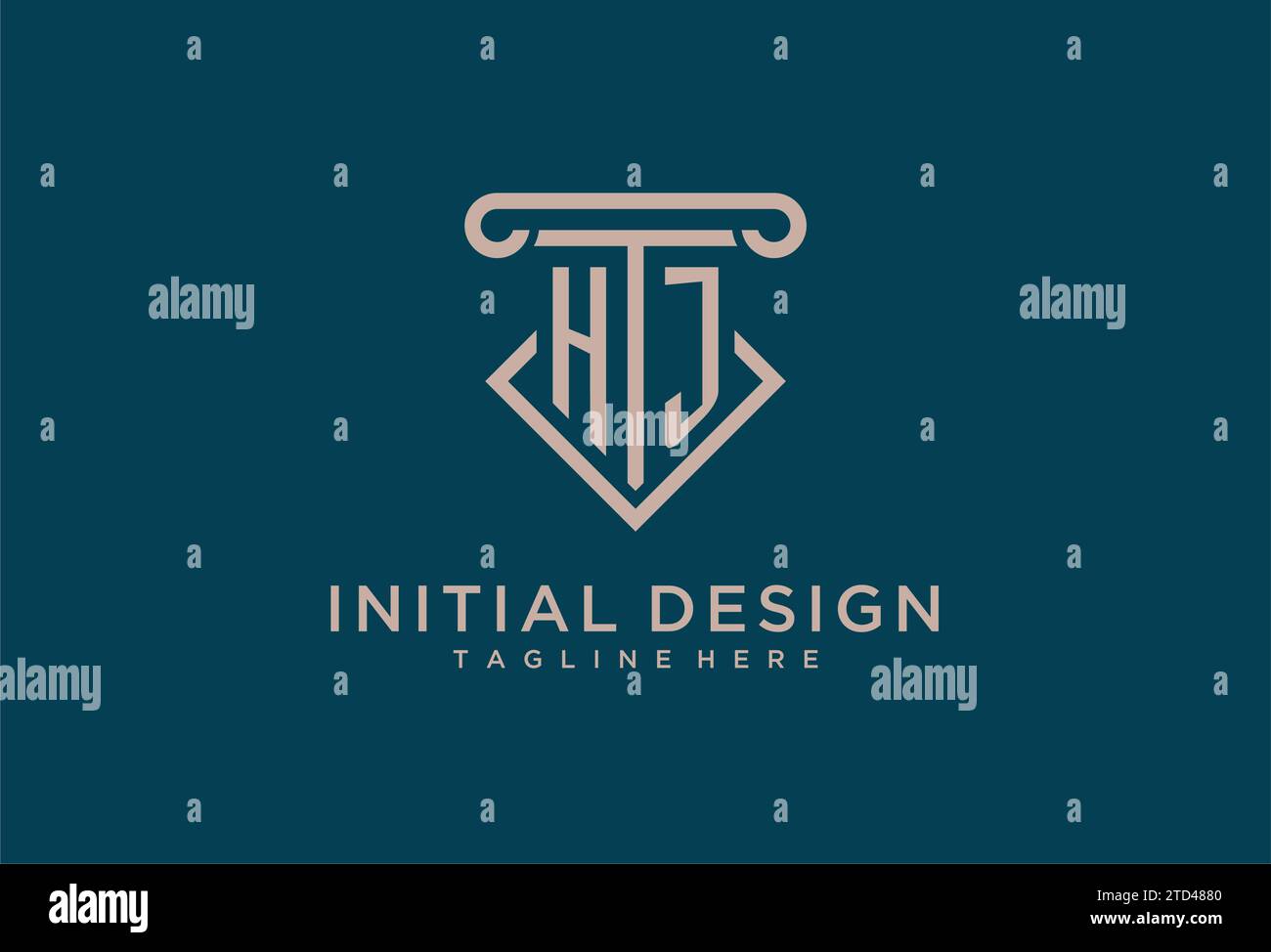 HJ initial avec la conception d'icône de pilier, avocat propre et moderne, idées de conception de logo de cabinet juridique Illustration de Vecteur