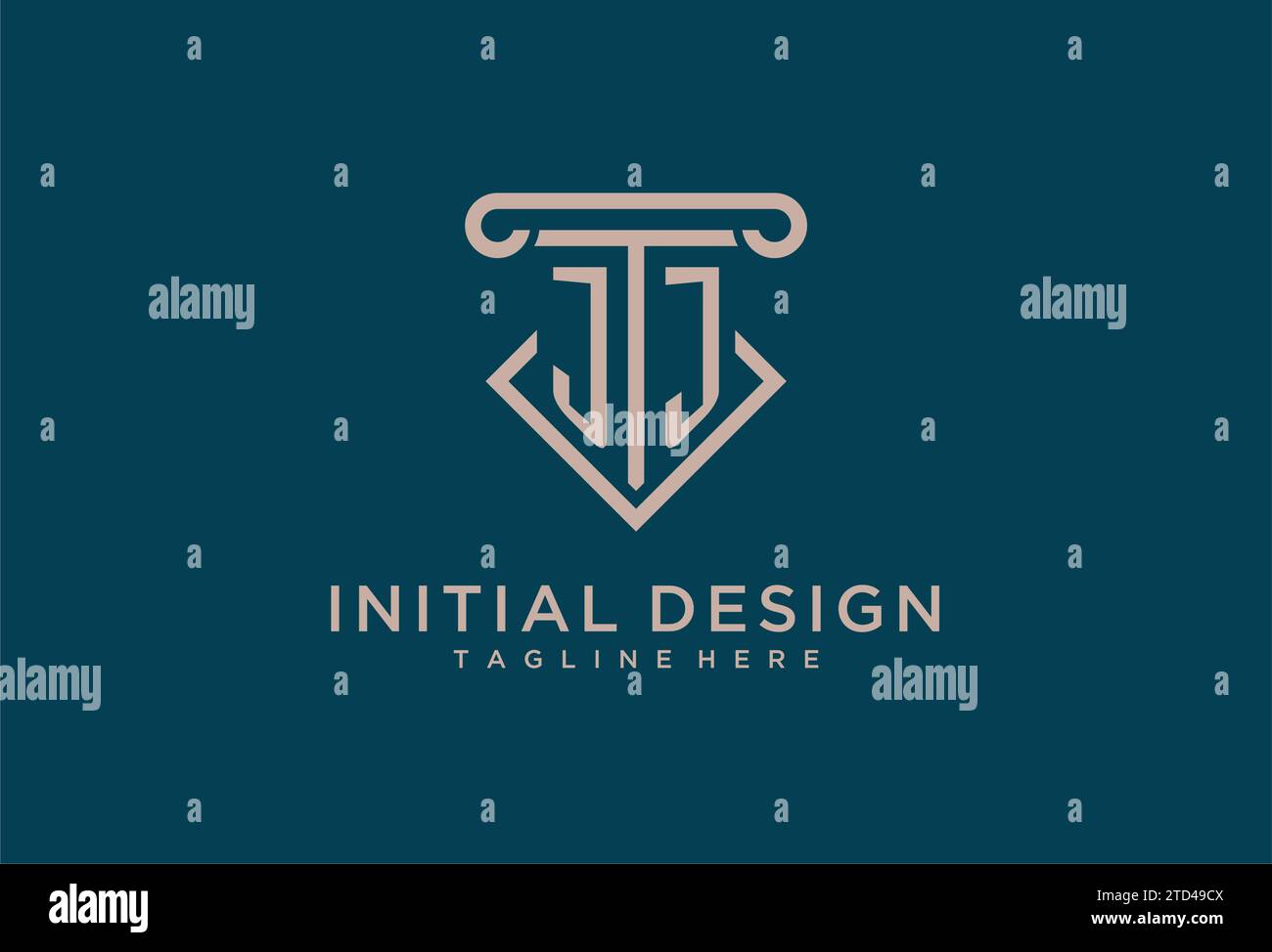 Jj initial avec la conception d'icône de pilier, avocat propre et moderne, idées de conception de logo de cabinet juridique Illustration de Vecteur