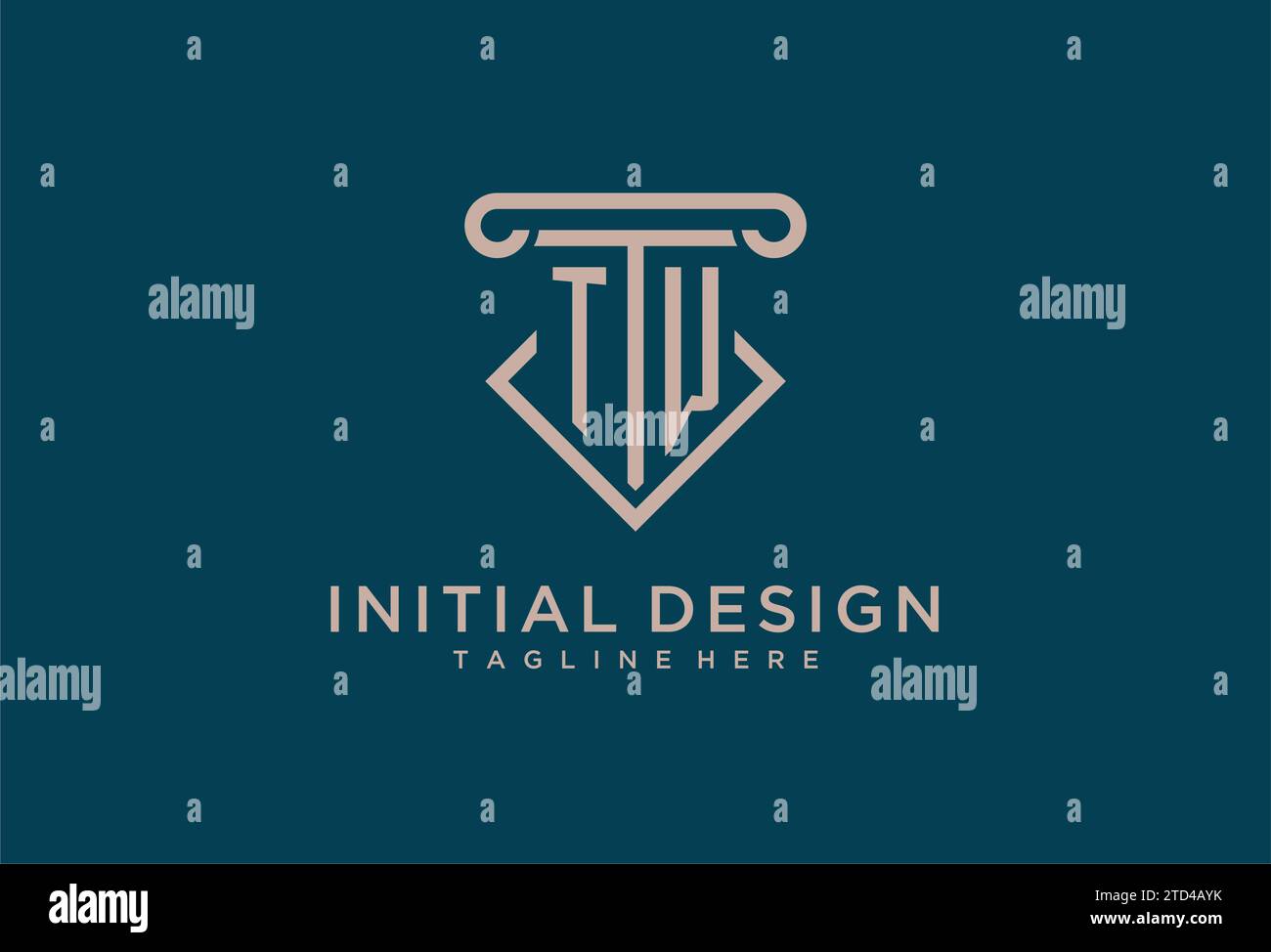 TW initial avec la conception d'icône de pilier, avocat propre et moderne, idées de conception de logo de cabinet juridique Illustration de Vecteur