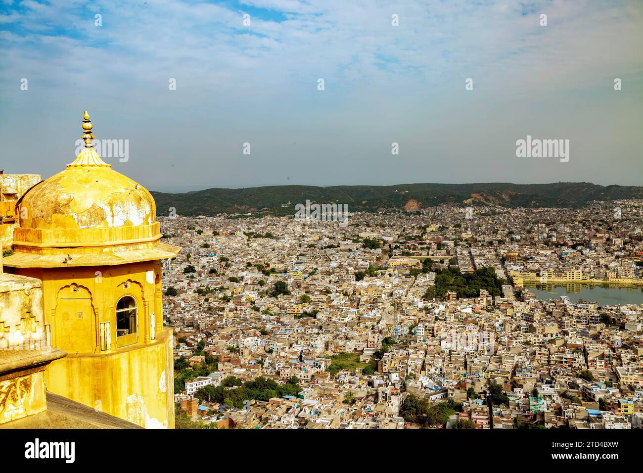 Vue aérienne de la ville de Jaipur depuis le fort de Nahargarh, Rajasthan Inde Banque D'Images