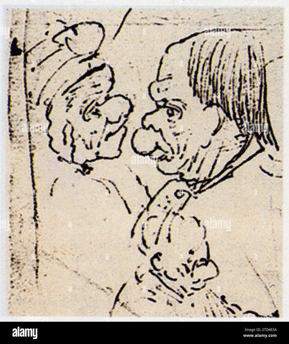 Léonard de Vinci. Croquis de trois figures dans Profile.1495 Banque D'Images