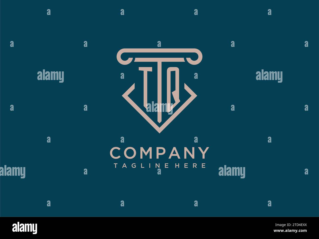 TQ initial avec la conception d'icône de pilier, avocat propre et moderne, idées de conception de logo de cabinet juridique Illustration de Vecteur