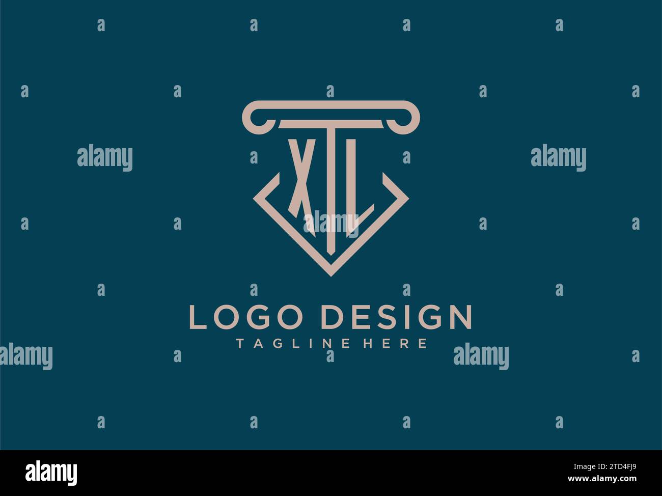 XL initial avec la conception d'icône de pilier, avocat propre et moderne, idées de conception de logo de cabinet juridique Illustration de Vecteur