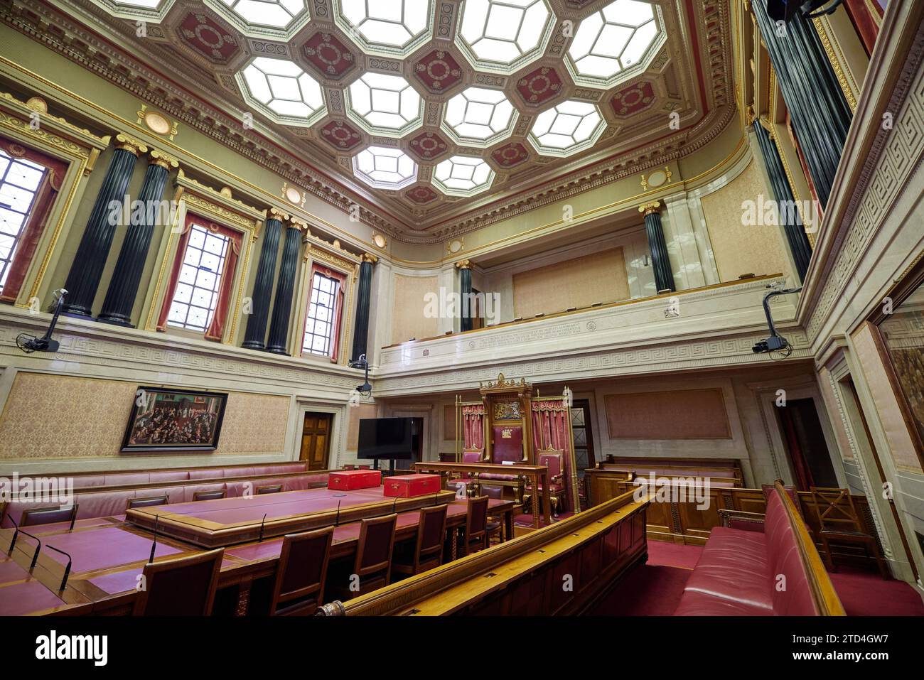 Chambre du Sénat dans les bâtiments du Parlement de Stormont, Irlande du Nord, Royaume-Uni Banque D'Images