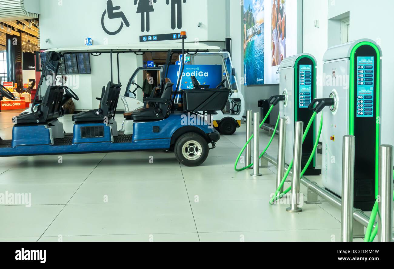 IgA Buggy , borne de recharge rapide de véhicule électrique à l'aéroport d'Istanbul Turquie Banque D'Images