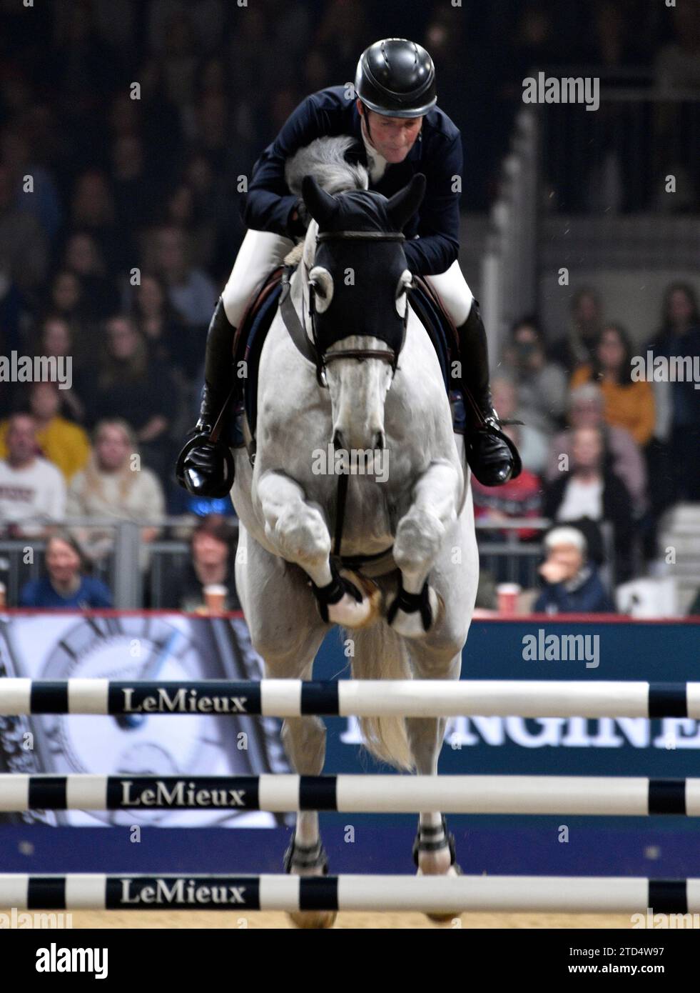 Londres, Royaume-Uni. 15 décembre 2023 London International Horse Show à l'Excel Centre London UK. Crédit : Leo Mason ALAMY Live News & Sport The Lemieux puissance 'Class A' Show Jumping Guy Williams GB MR Blue Sky UK crédit : Leo Mason sports/Alamy Live News Banque D'Images