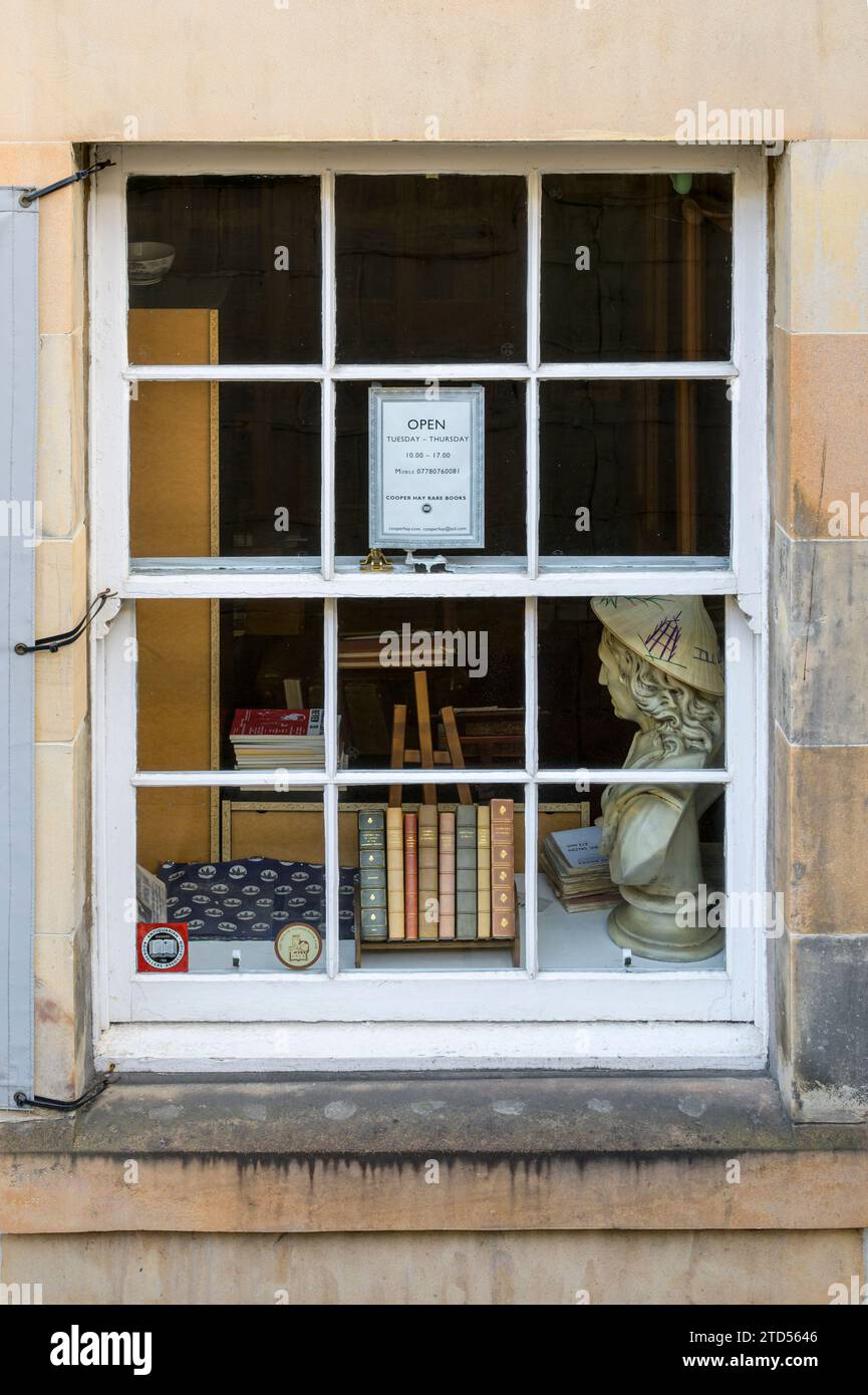 Cooper Hay rare Books librairie vitrine, Glasgow, Écosse, Royaume-Uni , Europe Banque D'Images