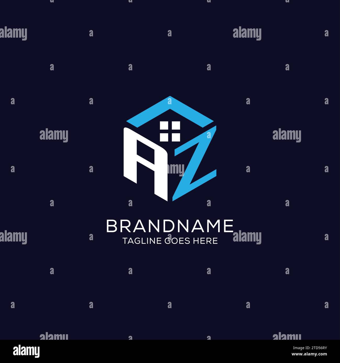 Logo initial AZ monogramme avec forme hexagonale de maison abstraite, graphique vectoriel de conception de logo immobilier propre et élégant Illustration de Vecteur