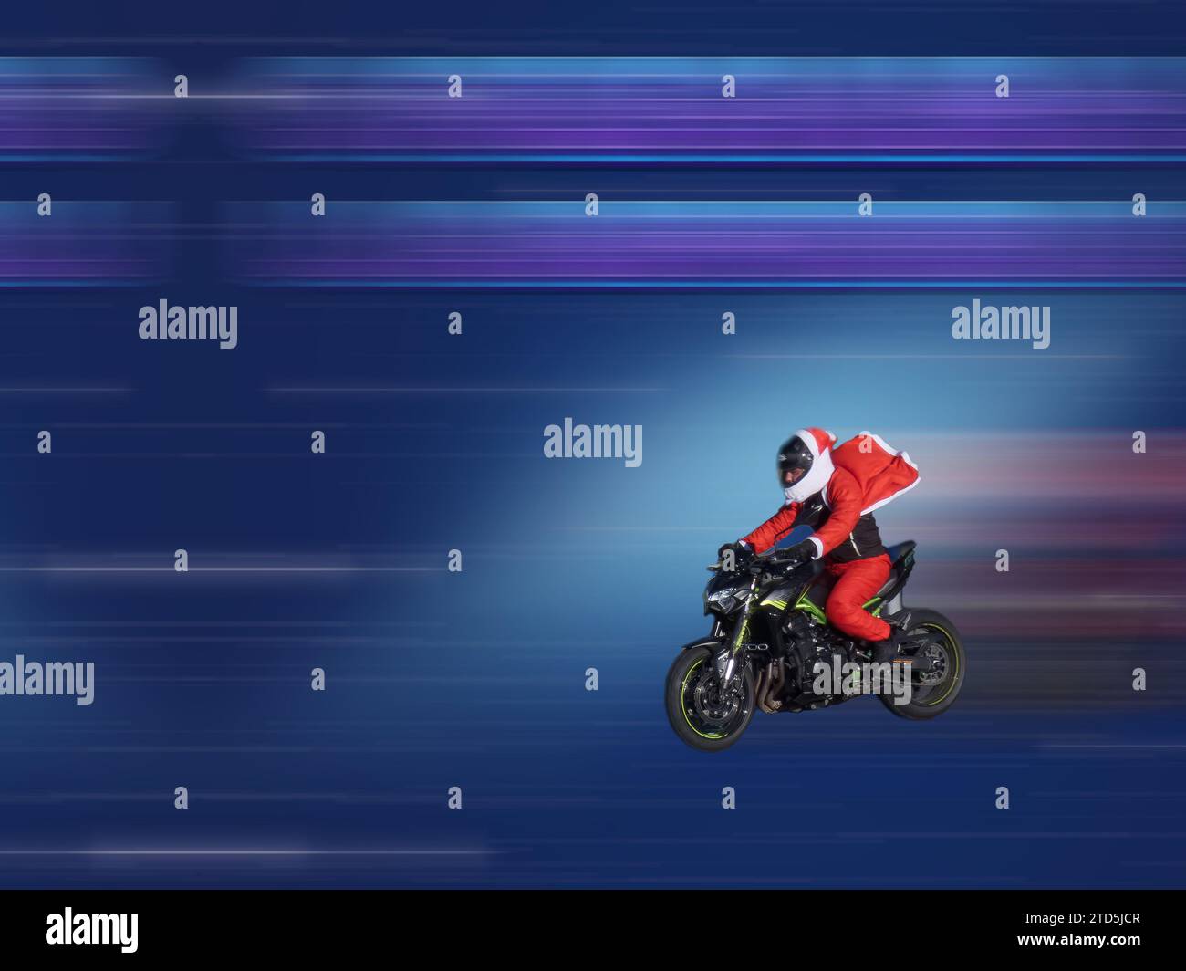 blur santa claus moto transport en mouvement à l'extérieur roues de vitesse de fond guidon superbike Banque D'Images