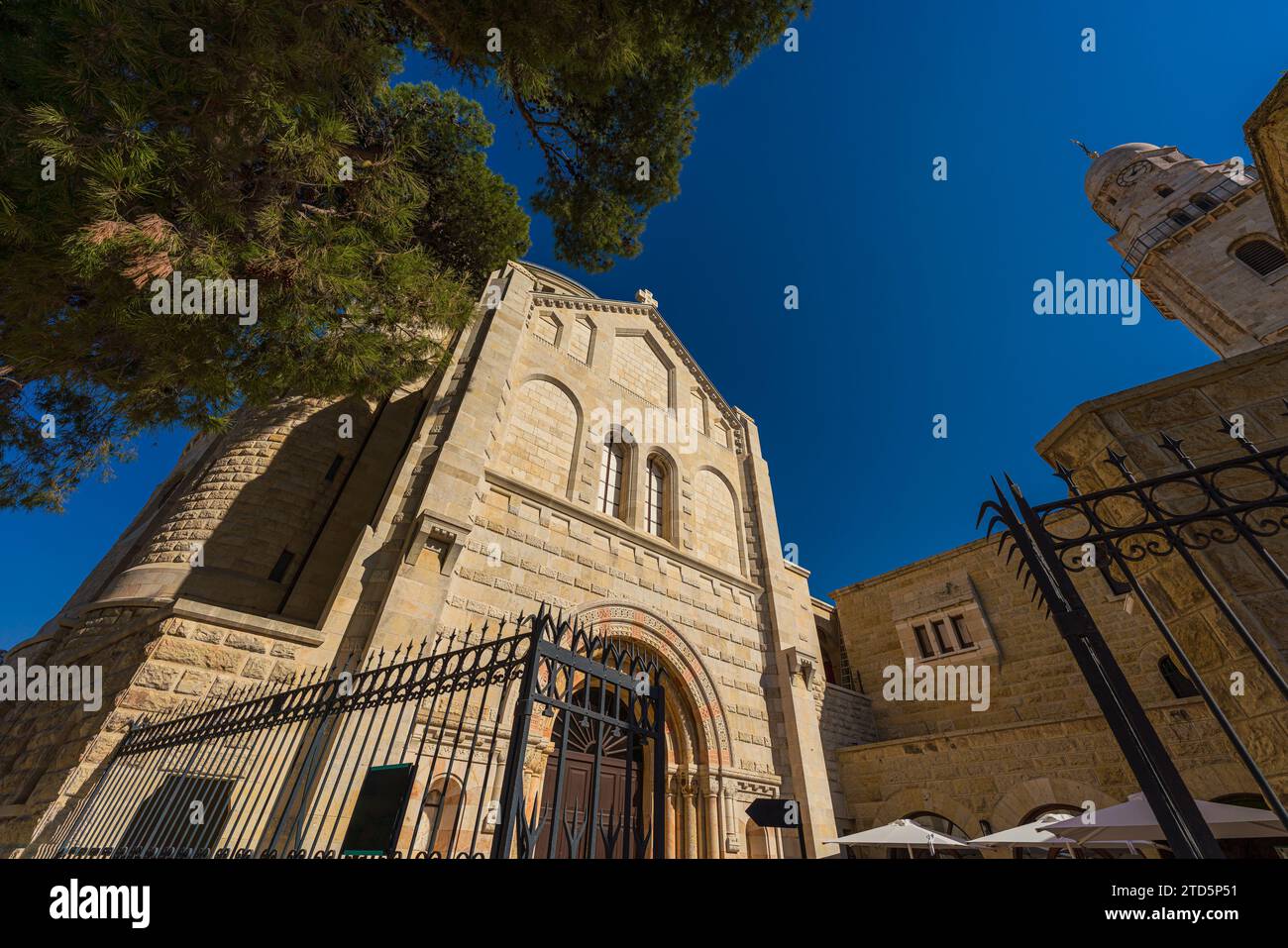 Vue extérieure de l'abbaye de Dormition, un temple chrétien à Jérusalem, Israël Banque D'Images