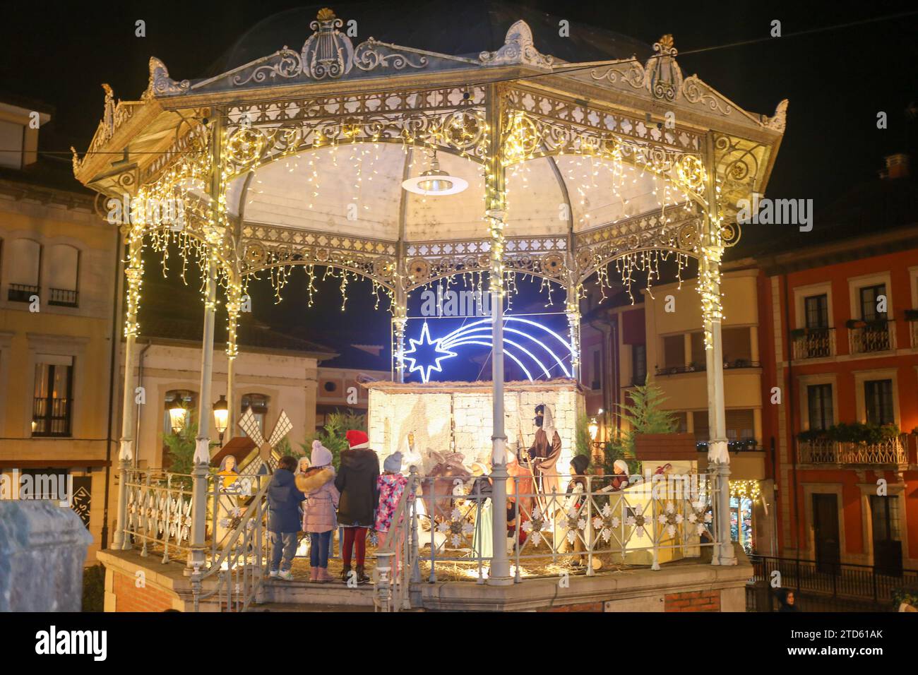 Noreña, Espagne, 16 novembre 2023 : vue du Portal de Belen à l'intérieur du Music Kioco lors de l'inauguration du Portal de Belén, le 16 décembre 2023, à Noreña, Espagne. Crédit : Alberto Brevers/Alamy Live News. Banque D'Images