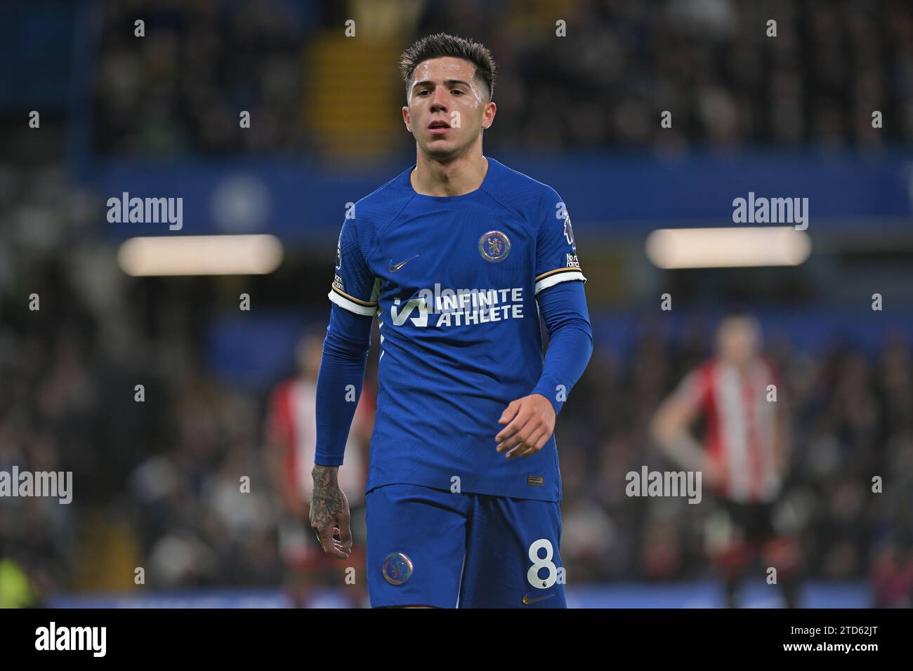 Londres, Royaume-Uni. 16 décembre 2023. Enzo Fernandez de Chelsea lors du match Chelsea vs Sheffield United Premier League à Stamford Bridge Londres. Crédit : MARTIN DALTON/Alamy Live News Banque D'Images