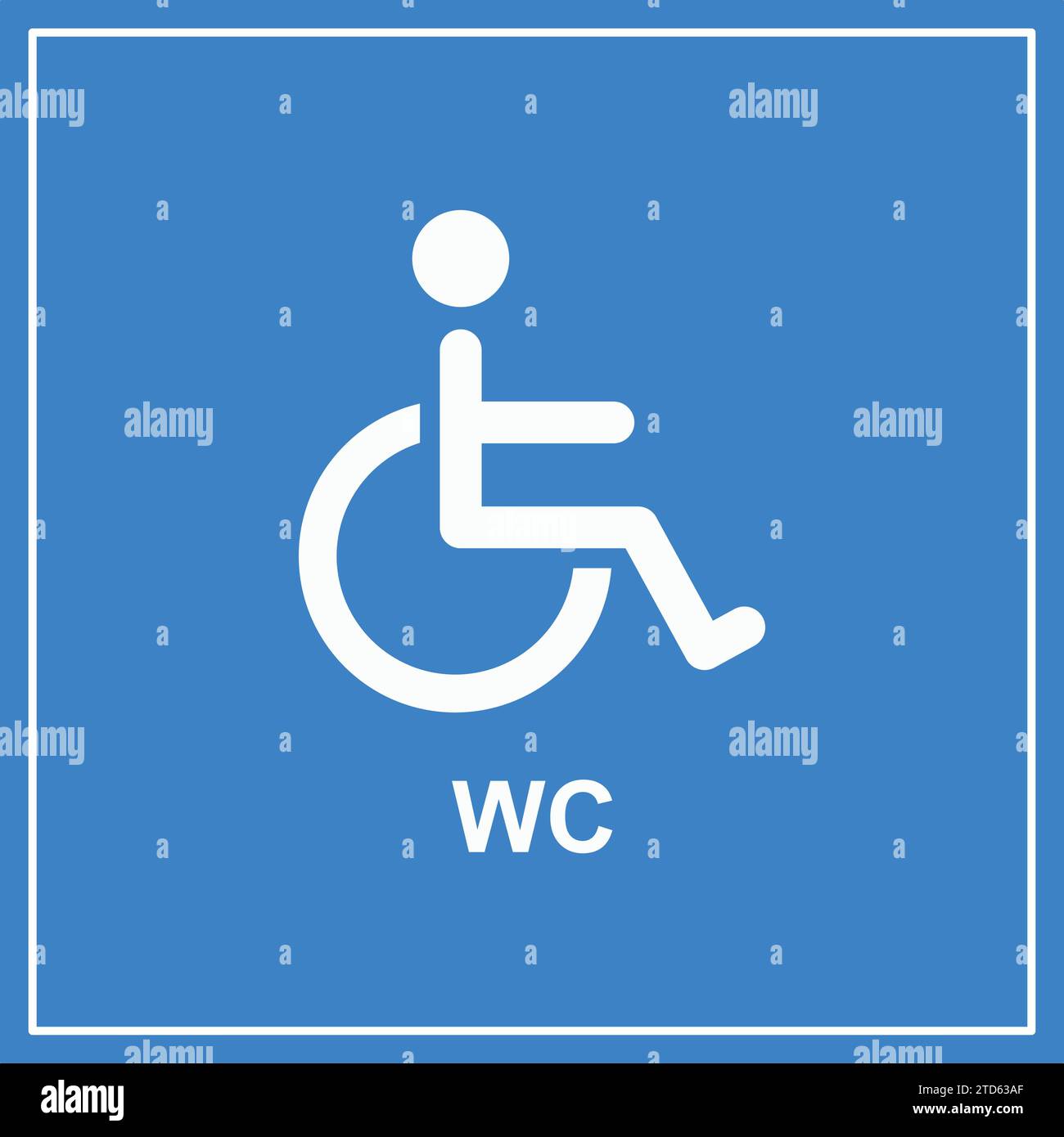 Icône de fauteuil roulant | icône de personne handicapée | fauteuil roulant d'accessibilité | Désactiver l'homme, la personne âgée, icône de fauteuil roulant sur fond carré bleu Illustration de Vecteur