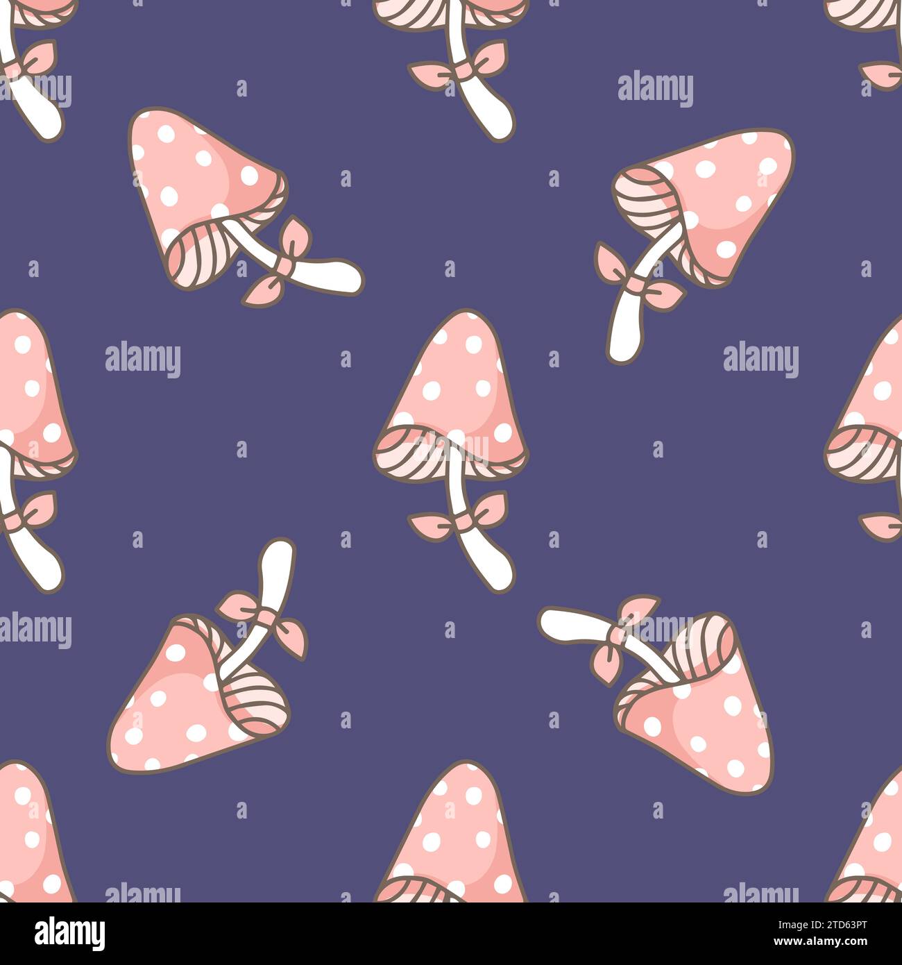 Champignon rose. Motif sans couture de champignons. Illustration de Vecteur