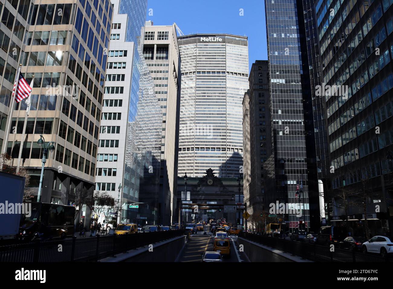 Côté sud du bâtiment MetLife, anciennement le bâtiment Pan Am, 200 Park avenue dans le centre-ville de Manhattan, New York. Banque D'Images