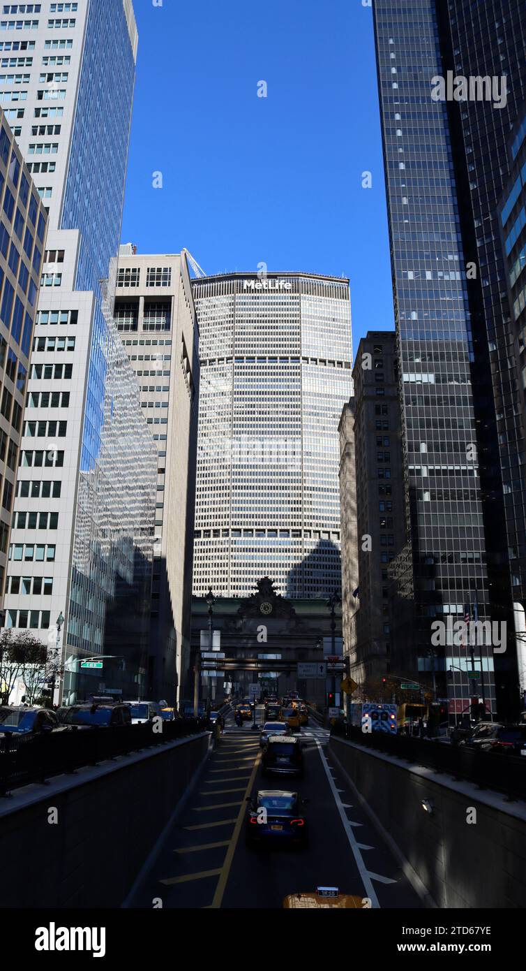 Côté sud du bâtiment MetLife, anciennement le bâtiment Pan Am, 200 Park avenue dans le centre-ville de Manhattan, New York. Banque D'Images