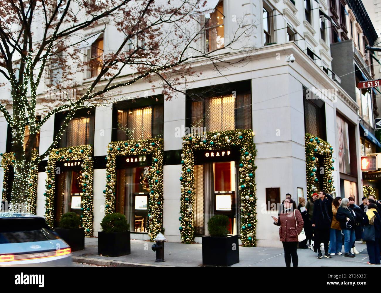 Décorations de Noël de la bijouterie Graff sur Madison Avenue à Manhattan, New York Banque D'Images
