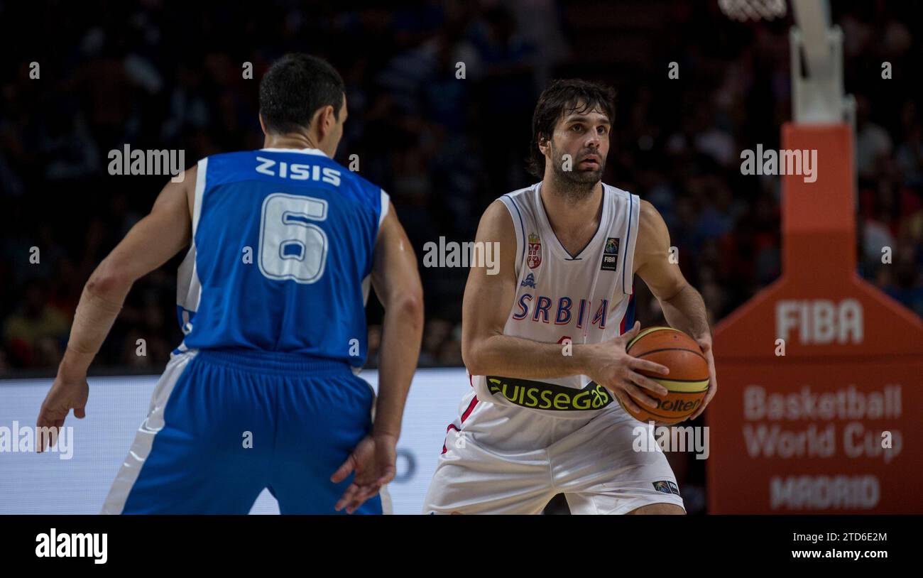 Madrid, 7 septembre 2014. Mindobasket 2014. Serbie - Grèce. Dans l'image : Teodosic. Photo : Ignacio Gil...Archdc. Crédit : Album / Archivo ABC / Ignacio Gil Banque D'Images