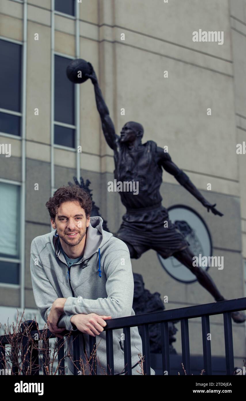 Chicago (Illinois, États-Unis), 03/26/2015. Entretien avec Pau Gasol, joueur NBA des Chicago Bulls. Photo : Ignacio Gil. Archdc. Crédit : Album / Archivo ABC / Ignacio Gil Banque D'Images