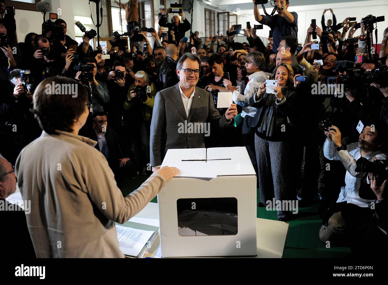 Barcelone. 11/09/2014. Le président de la Generalitat, Artur Mas, au 9e vote. Consultation indépendante. Catalogne. Photos Ines Baucells. Archdc. Crédit : Album / Archivo ABC / Inés Baucells Banque D'Images