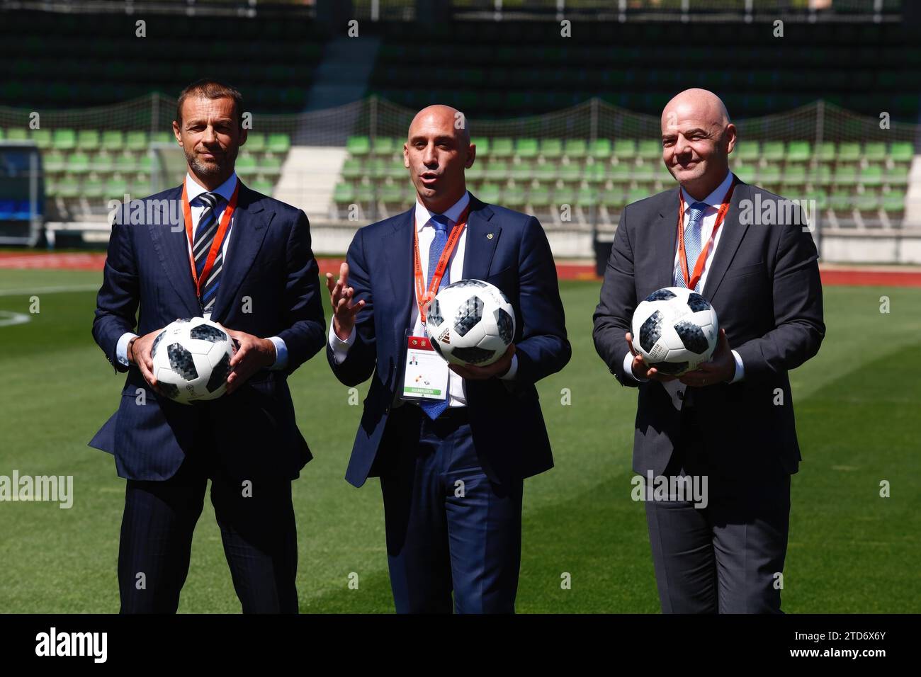 Las Rozas (Communauté de Madrid), 07/24/2018. Assemblée générale ordinaire de la Fédération royale espagnole de football. En présence du président de la RFEF Luis Rubiales, du président de l'UEFA Aleksander Eferin et du président de FIFA Gianni Infantino. Photo : Guillermo Navarro ARCHDC. Crédit : Album / Archivo ABC / Guillermo Navarro Banque D'Images