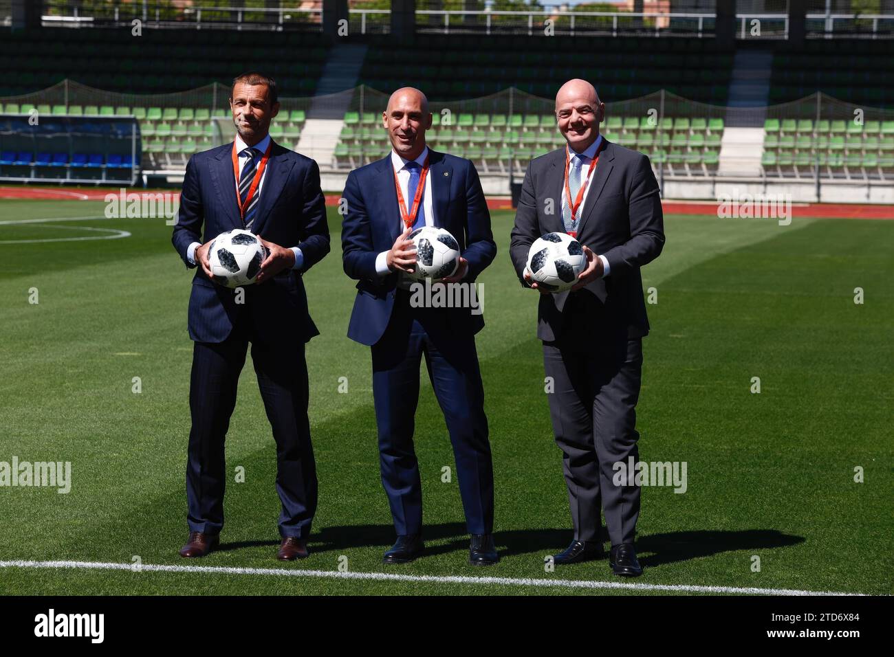 Las Rozas (Communauté de Madrid), 07/24/2018. Assemblée générale ordinaire de la Fédération royale espagnole de football. En présence du président de la RFEF Luis Rubiales, du président de l'UEFA Aleksander Eferin et du président de FIFA Gianni Infantino. Photo : Guillermo Navarro ARCHDC. Crédit : Album / Archivo ABC / Guillermo Navarro Banque D'Images