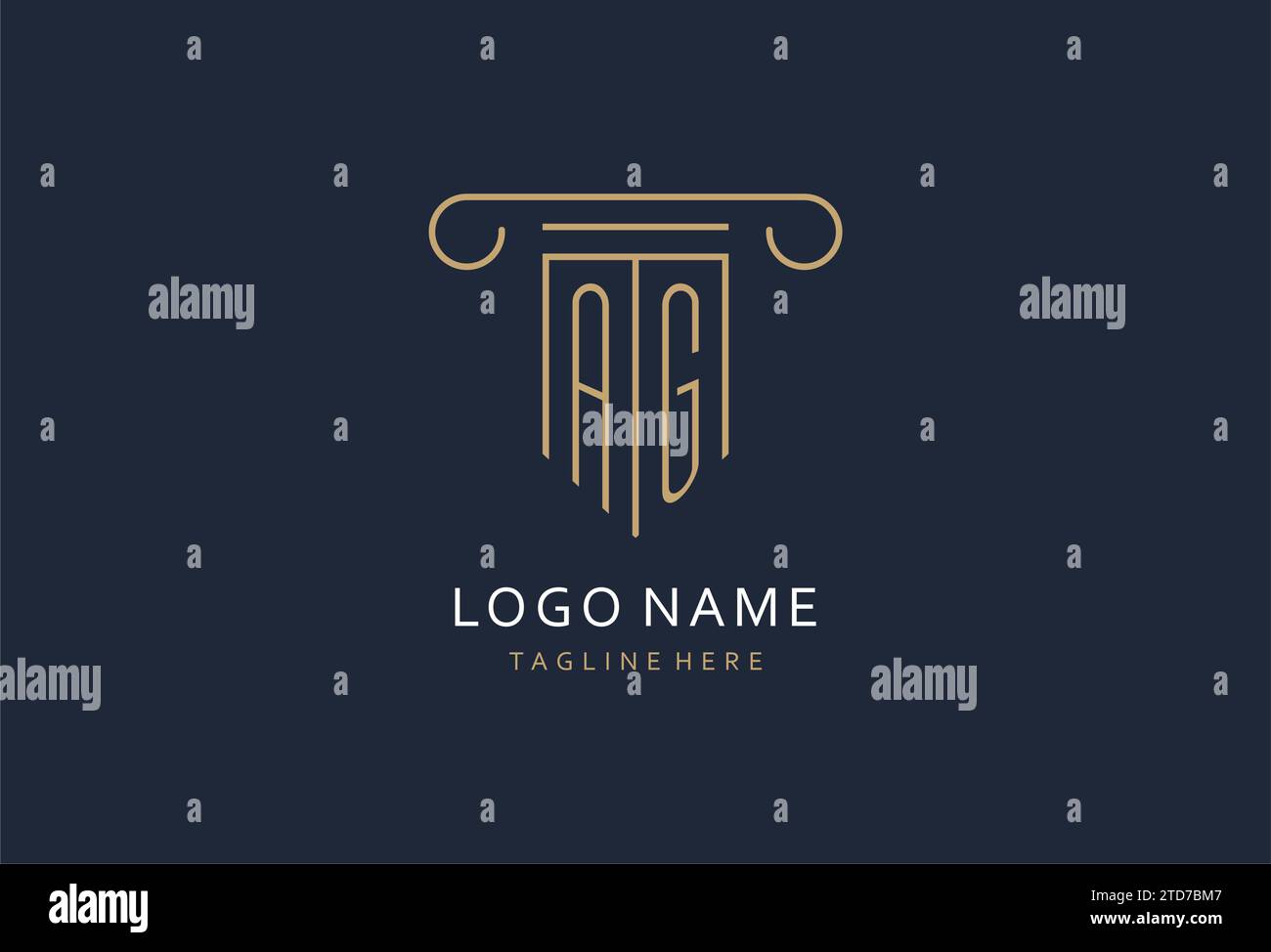 AG initial avec la conception de logo de forme de pilier, conception créative de logo de monogramme pour des idées de conception de cabinet d'avocats Illustration de Vecteur
