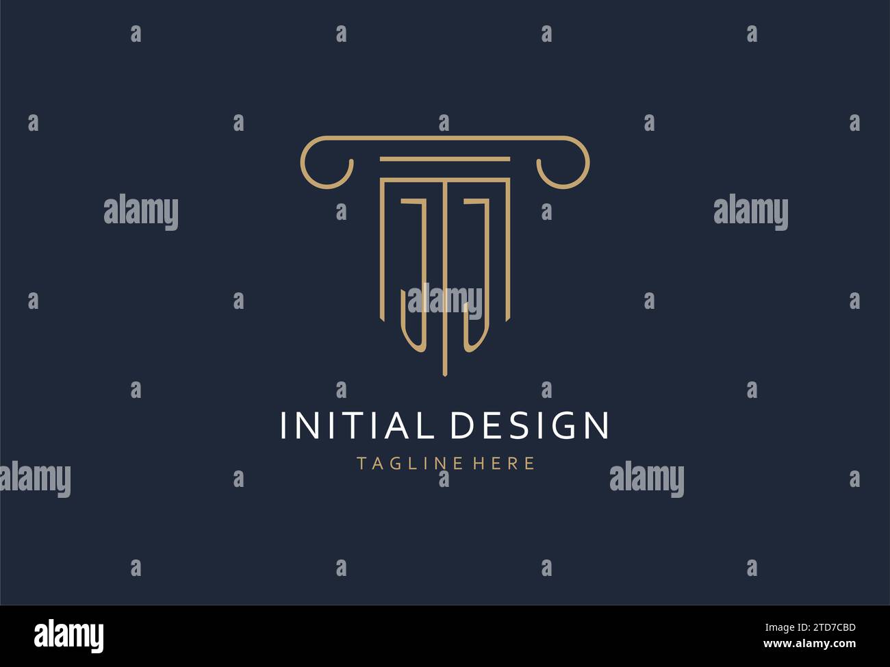 Jj initial avec la conception de logo de forme de pilier, la conception créative de logo de monogramme pour les idées de conception de cabinet d'avocats Illustration de Vecteur