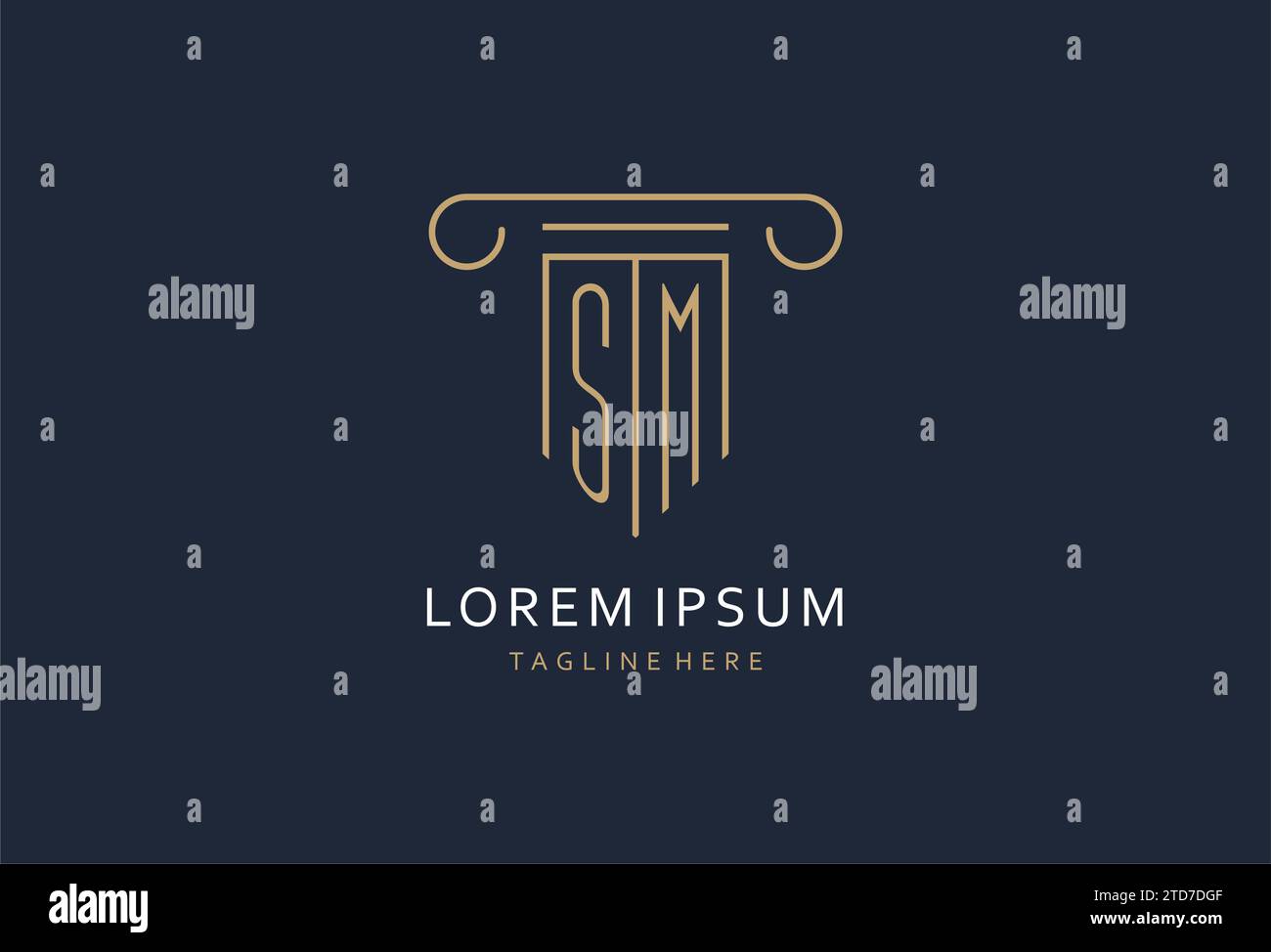 SM initial avec la conception de logo de forme de pilier, conception créative de logo de monogramme pour des idées de conception de cabinet d'avocats Illustration de Vecteur