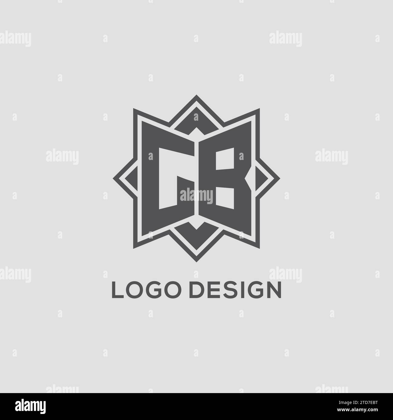 Logo Monogram GB avec graphique vectoriel de conception de style étoile à huit branches Illustration de Vecteur