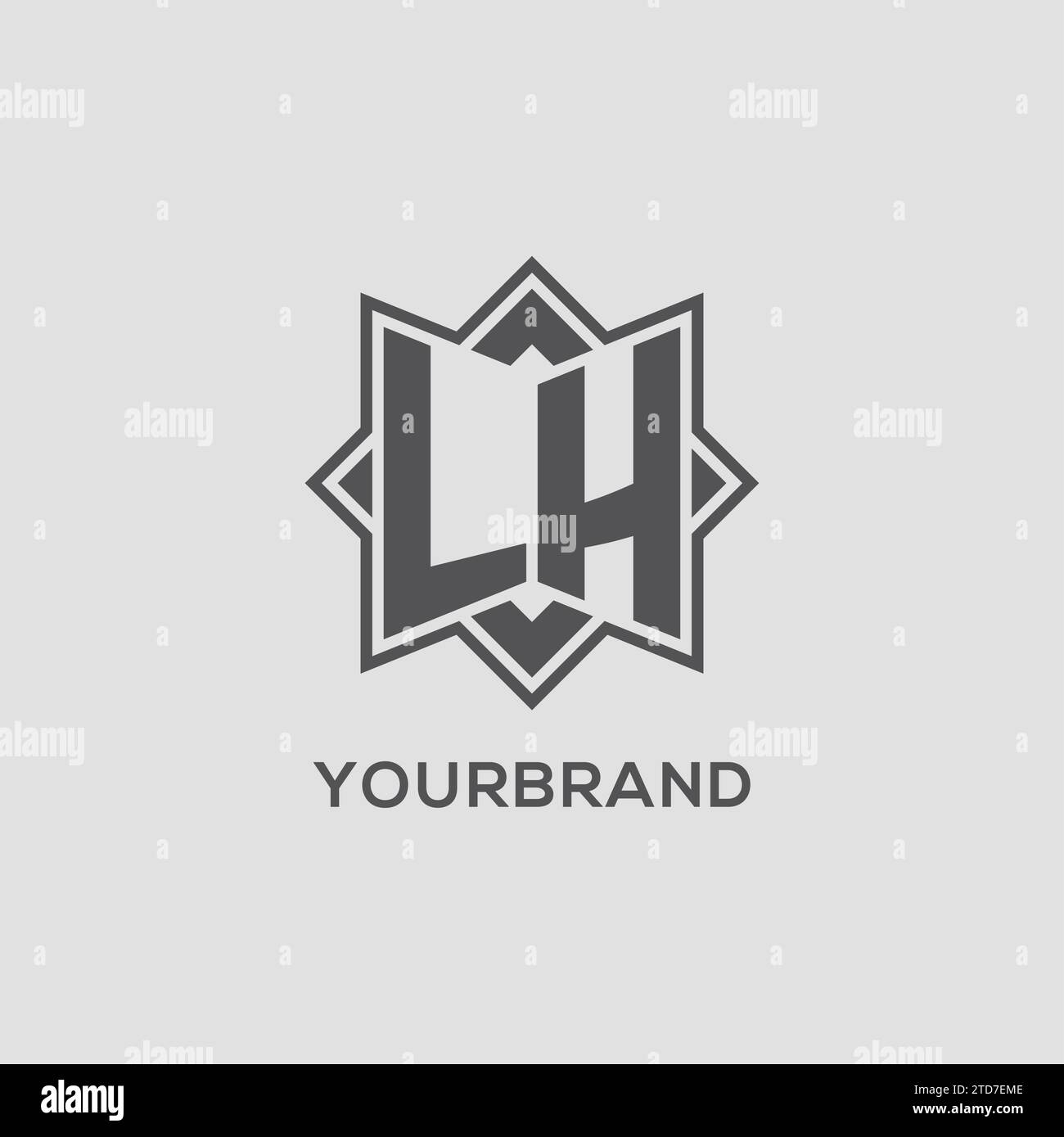 Logo monogramme à gauche avec motif vectoriel de conception de style étoile à huit branches Illustration de Vecteur